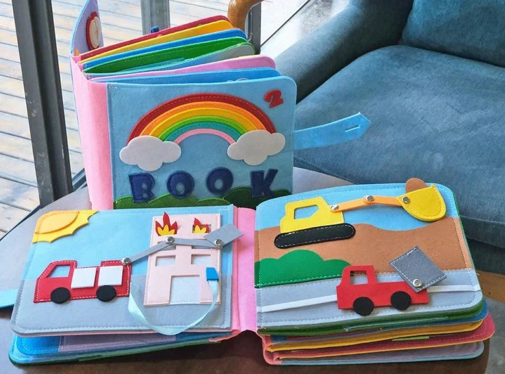 Pädagogisches Montessori Filzbuch für Kleinkinder, Lernspielzeug zur Stärkung der Feinmotorik & Kreativität.