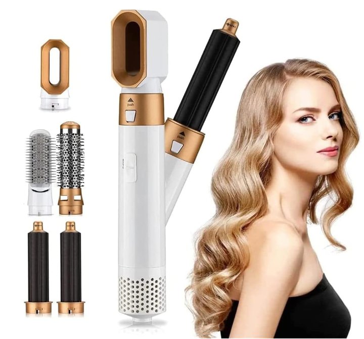 Kompakter 5-in-1 Airstyler mit Ionen-Technologie für schnelles Trocknen und frizzfreies Styling.