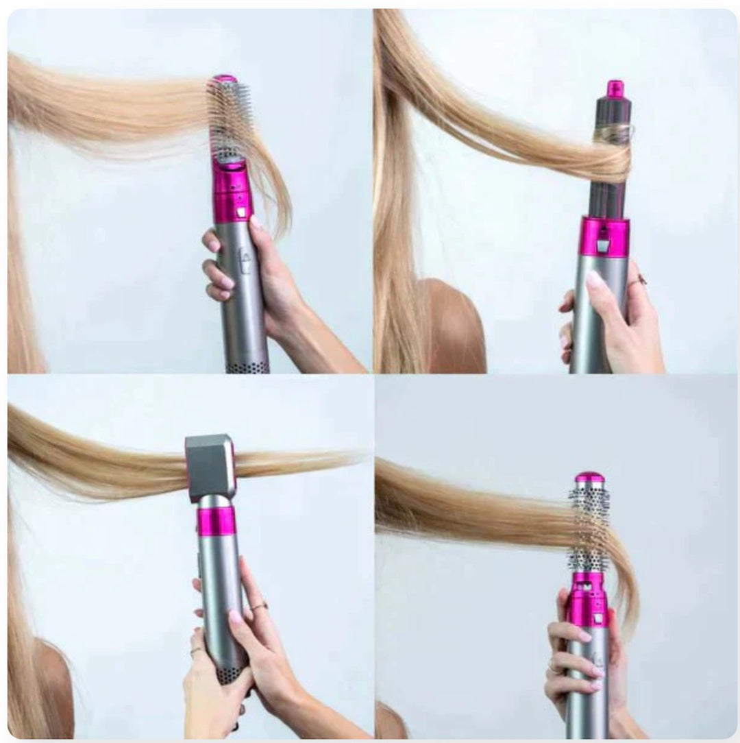 Geschenkidee: 5-in-1 Airstyler mit Lockenstab, Glätteisen und Volumenbürste für schöne Haare.
