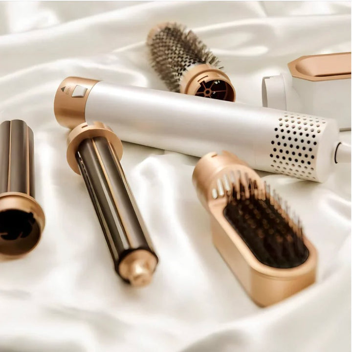 Innovativer 5-in-1 Airstyler mit Ionen-Technologie für glänzendes Haar und schonendes Styling.