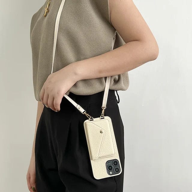 Luxuriöse Leder-Handyhülle & Kartenetui als Crossbody für iPhone, sicherer Schutz und stilvolle Organisation.