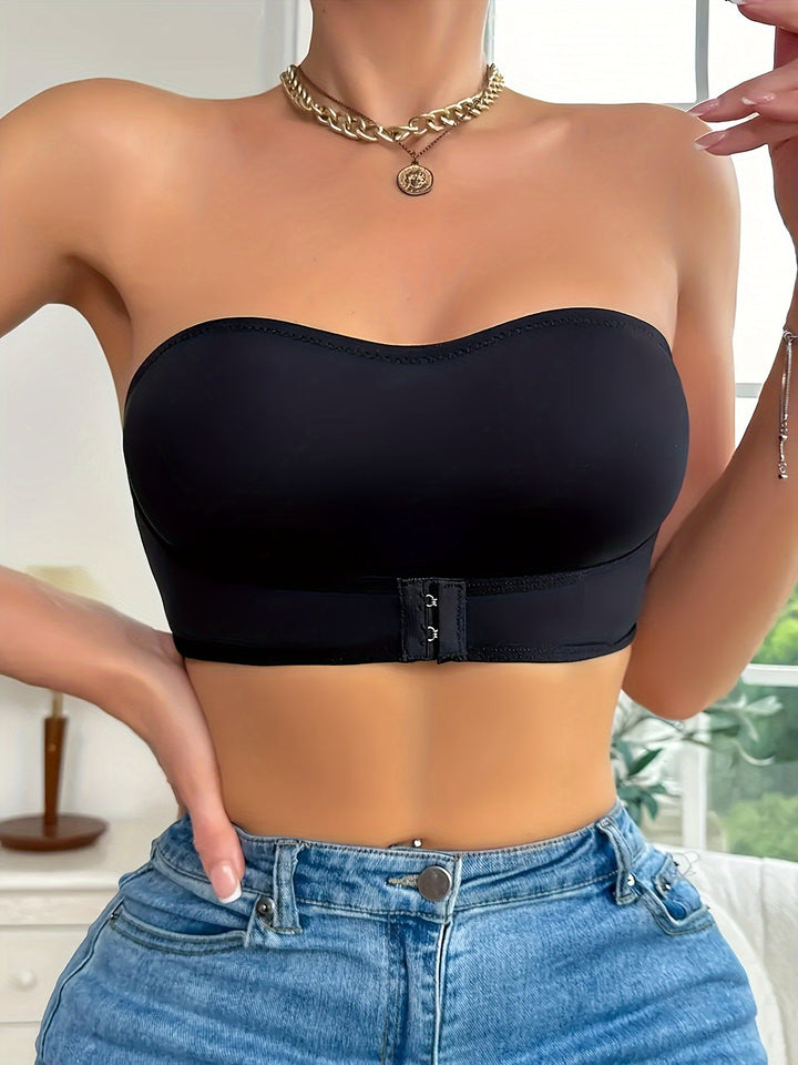 Nahtloser Damen Bandeau BH in Weiß für optimalen Komfort und unsichtbaren Halt unter Kleidung.