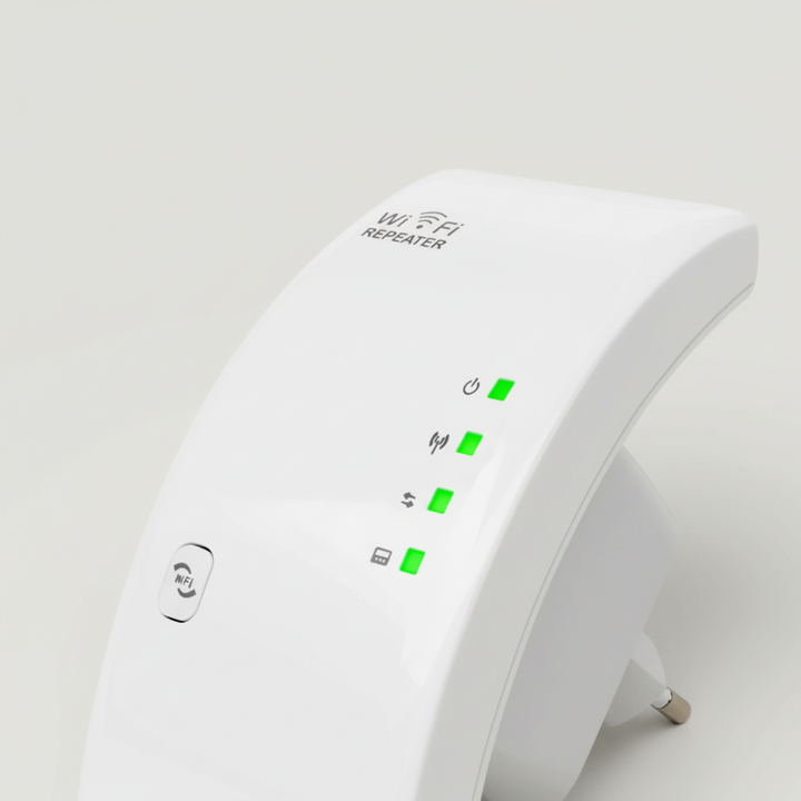 NetBoost Signalverstärker mit WPS für schnelles, stabiles Netzwerk. Optimale WLAN-Abdeckung zuhause und im Büro.