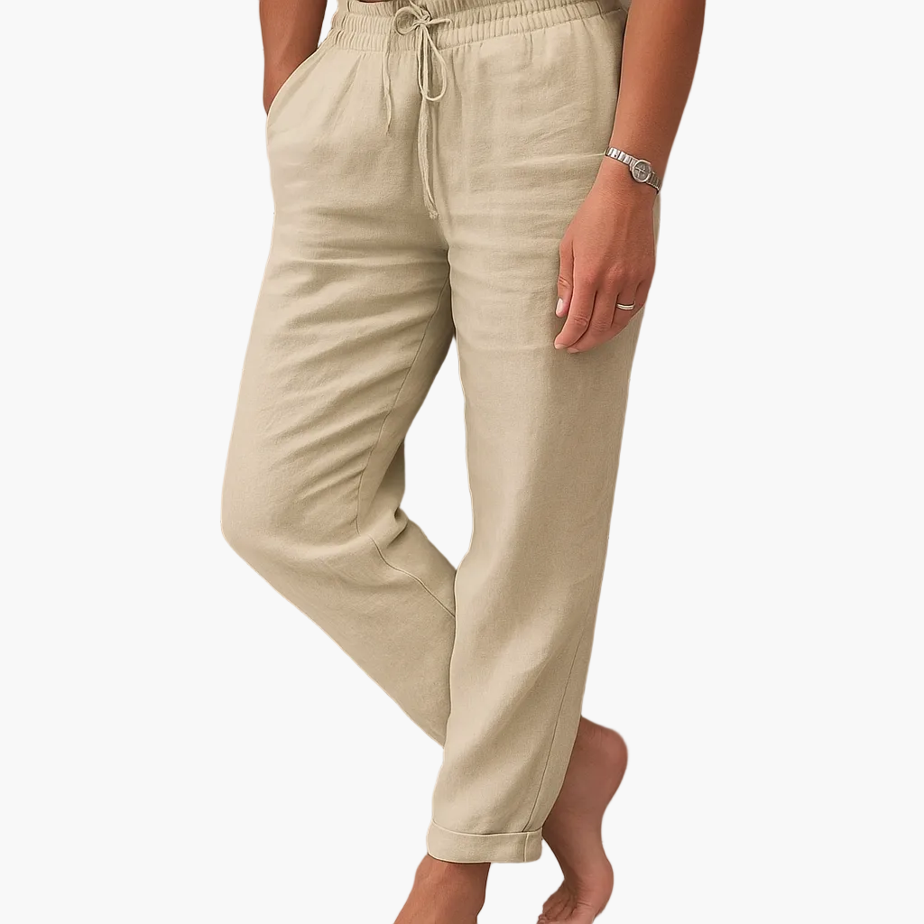 Modische, lockere Damen Freizeithose mit Kordelzug, ideal für moderne Freizeitmode und maximalen Komfort.