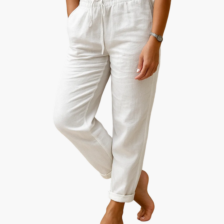 Damen Freizeithose mit Kordelzug, bequem und locker für den Alltag, ideal für Freizeit und Zuhause.