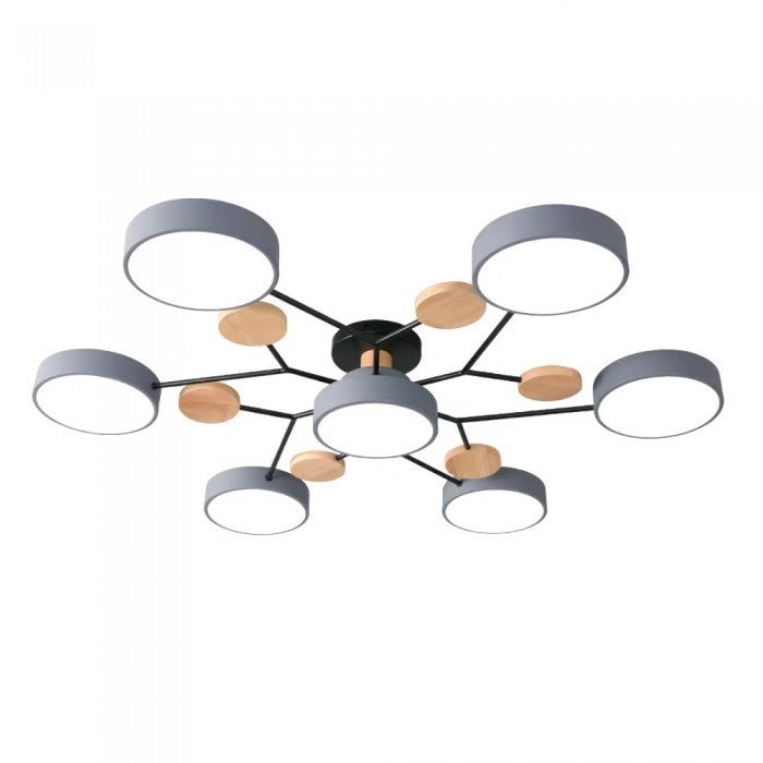 Skandinavische Design-LED-Deckenlampe, warmweiß, schafft eine gemütliche Atmosphäre.