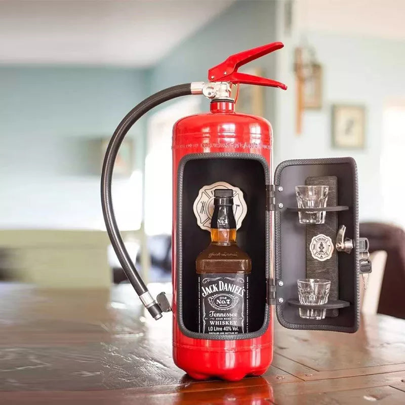 Origineller Feuerlöscher Flaschenhalter, ideal als Barzubehör, Wohndekoration & einzigartige Geschenkidee.