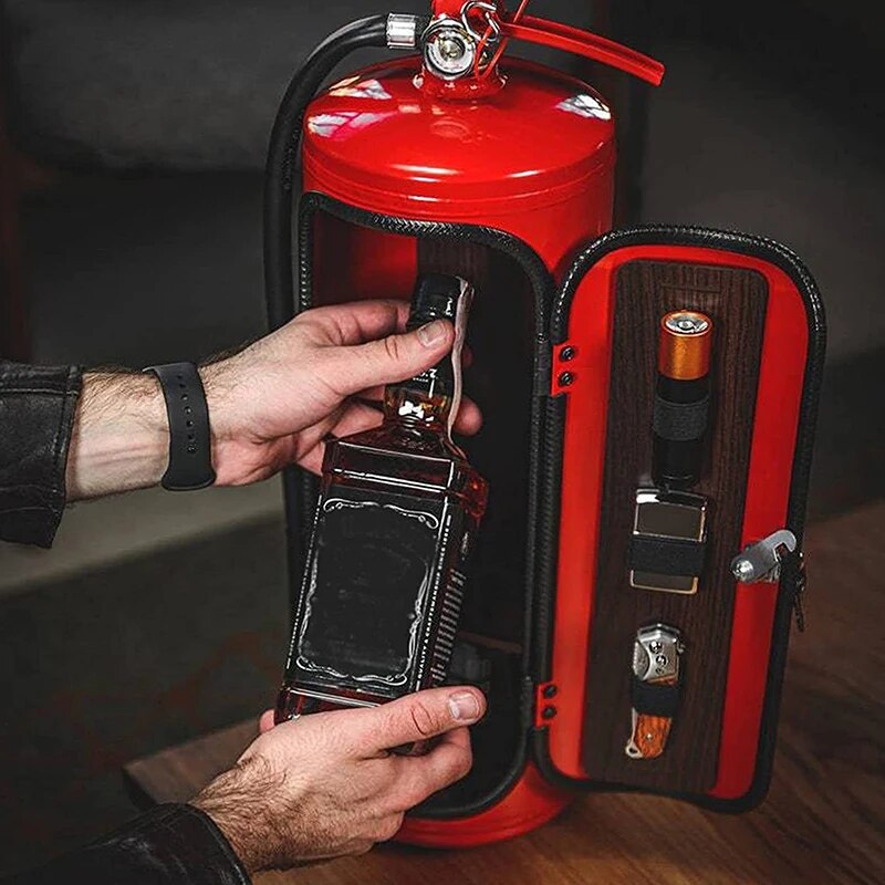 Design-Flaschenhalter: Origineller Feuerlöscher-Stil. Perfekter Whisky-, Wein- & Champagnerhalter für Bar & Zuhause.