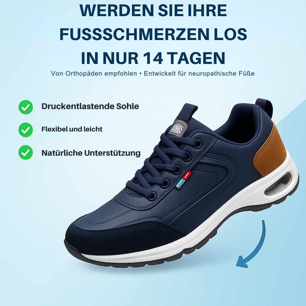 Leichte orthopädische Herren Komfortschuhe, schmerzfrei, für entspannte Schritte und gute Fußgesundheit.