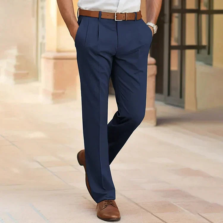 Herren Casual Business Hose "Luca" in Dunkelblau, stilvoll & bequem für Büro und Freizeit.