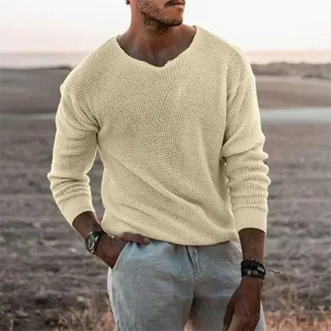 Herren Strickpullover Sigfried Langarm, warm und bequem. Perfekt für stilvolle Herbst- und Wintermode für Männer.