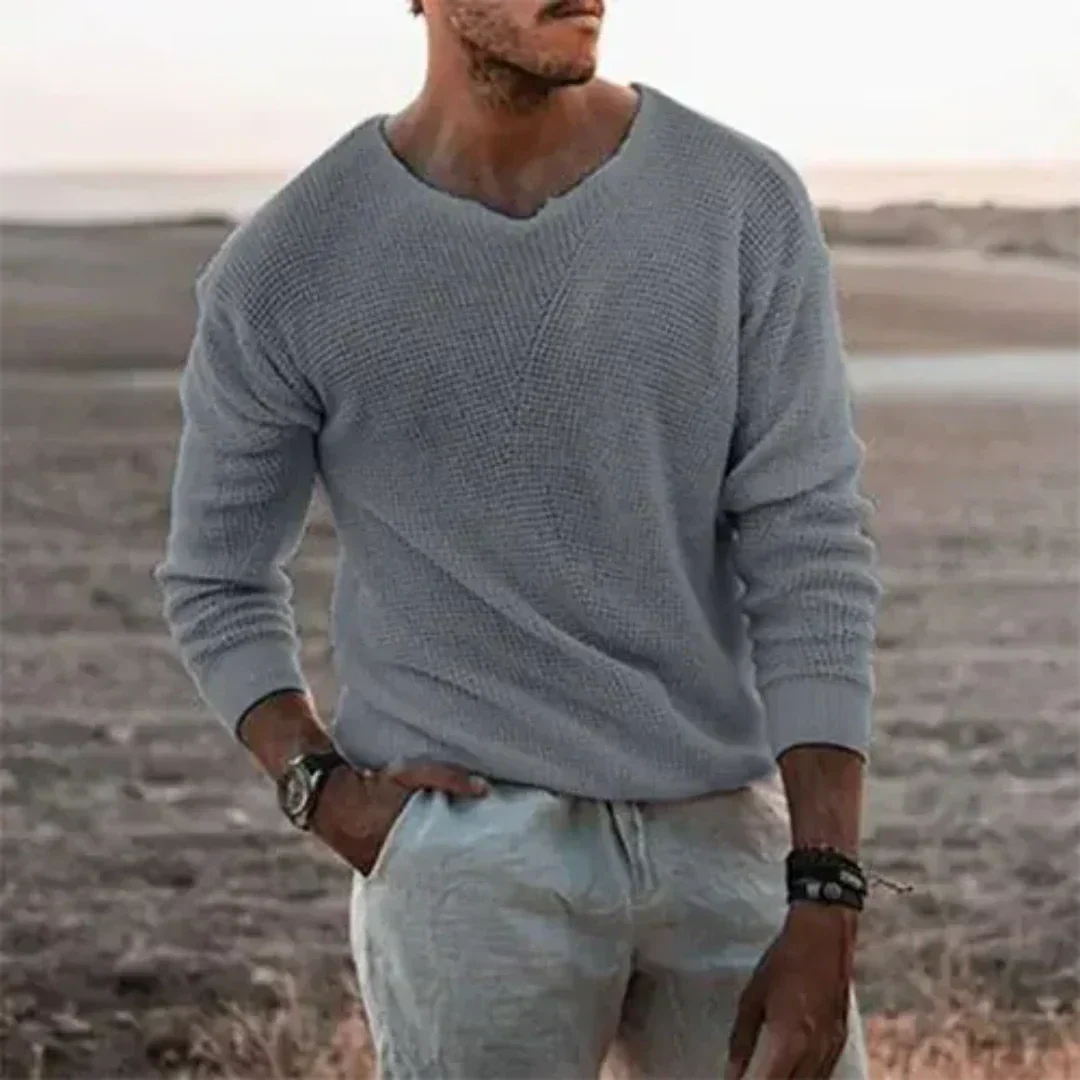 Warmer Herren Strickpullover Sigfried. Robuster Langarmpullover für kalte Tage, ideal für Freizeit & Wintermode.