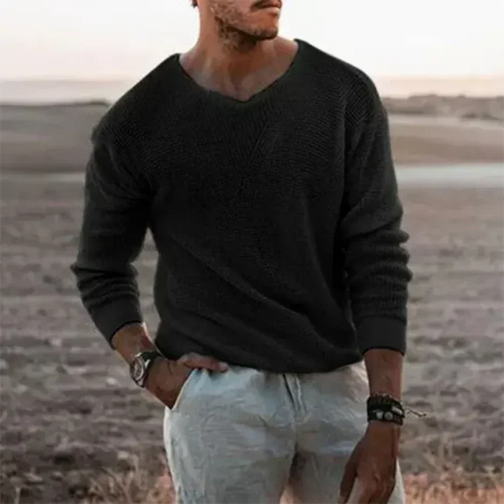 Hochwertiger Herren Strickpullover Sigfried. Bequemer, warmer Langarmpullover für elegante Herbst- & Wintermode.