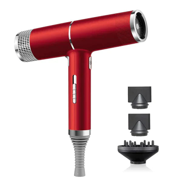 Nahaufnahme des Velair Haartrockners. Präzise Düse & intuitive Bedienelemente für professionelles Hairstyling.