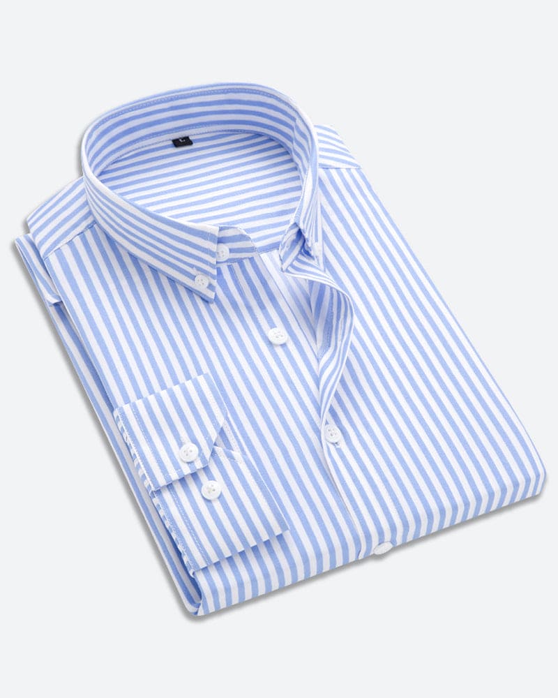 Stylisches gestreiftes Langarmhemd "Matteo" für Herren. Ideal für Business & Freizeit, ein vielseitiges Stück Herrenmode.
