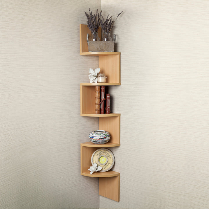 Stilvolles, modernes Eckregal mit robustem Zigzag-Design, vielseitig einsetzbar für Bücher & Dekoration in Haus & Garten.