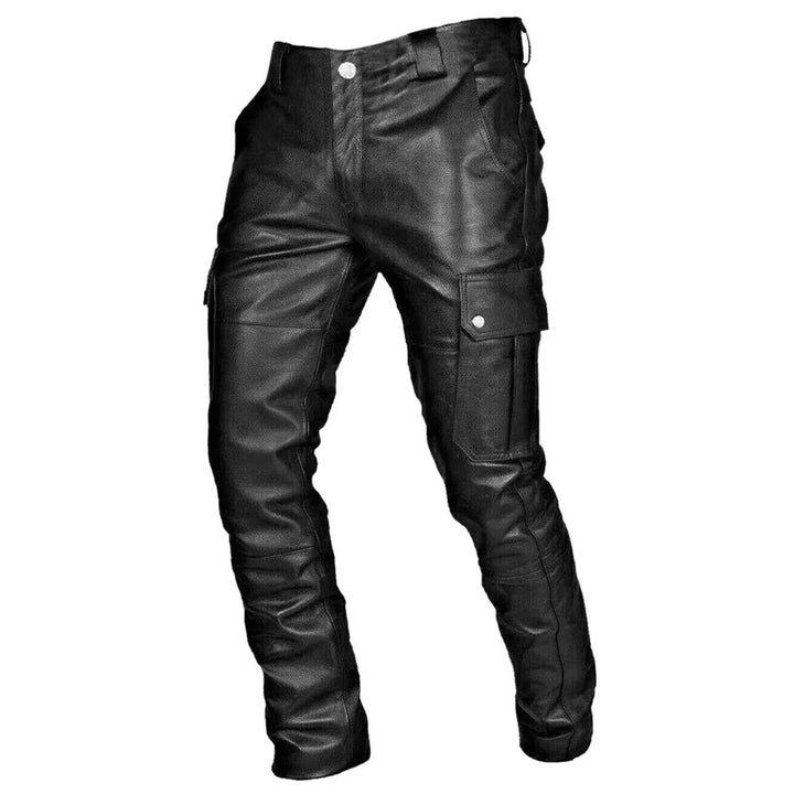 Herren RoadVance Leder Bikerhose, schwarz, Slim Fit, im modernen Motorradstil für stylische Streetwear.