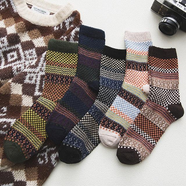 Gemütliche Unisex Wintersocken, 5er-Pack, mit traditionellen skandinavischen Mustern, für Stiefel.