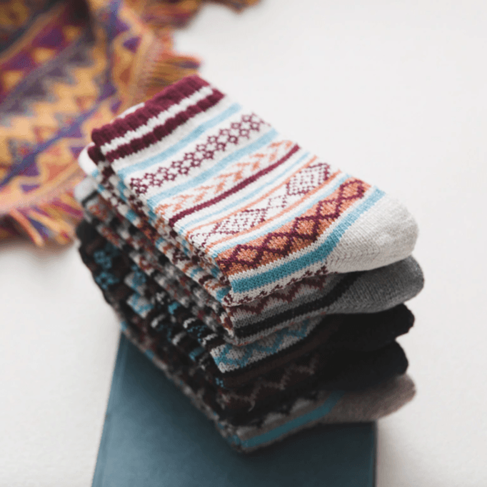 Skandinavische Thermo-Socken, 5er-Set, halten Füße im Winter warm, ideal für Herren und Damen.