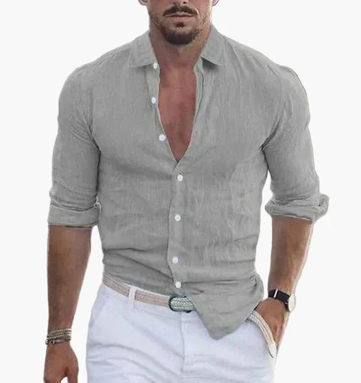 Graues Herren Freizeithemd kurzarm, lässiger Schnitt, ideal für entspannten Sommerstil & warme Tage.