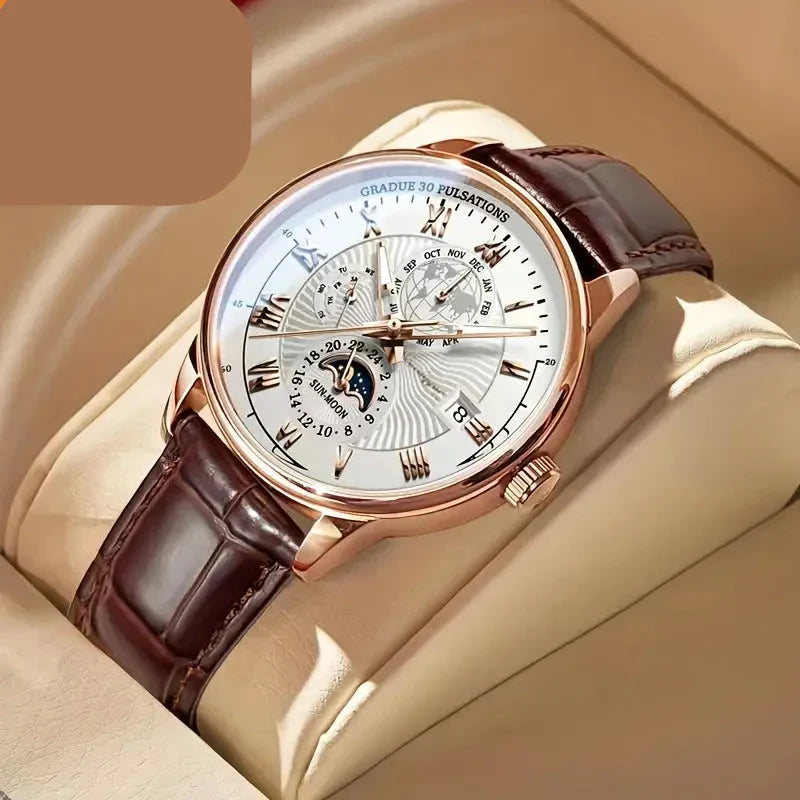 Herren Automatik Armbanduhr mit mechanischem Werk, Saphirglas & Edelstahlgehäuse. Elegante Herrenuhr.