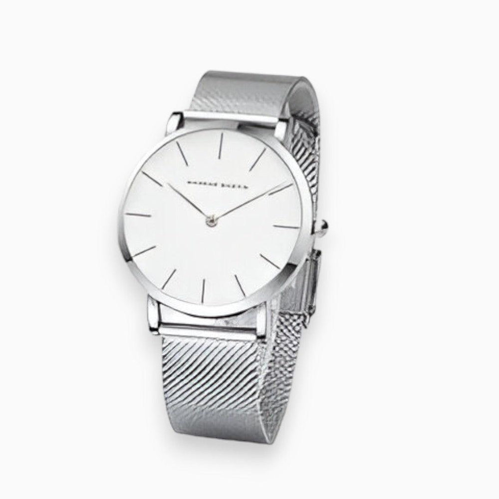 Wasserdichte Elara Damen Titan Armbanduhr in edlem Roségold, modernes und elegantes Design für Frauen.