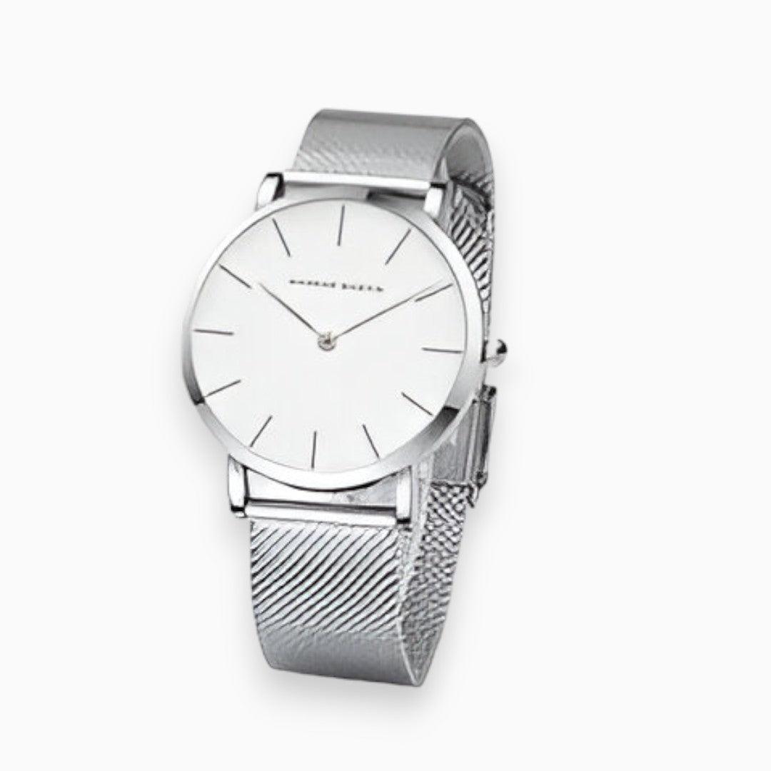 Wasserdichte Elara Damen Titan Armbanduhr in edlem Roségold, modernes und elegantes Design für Frauen.