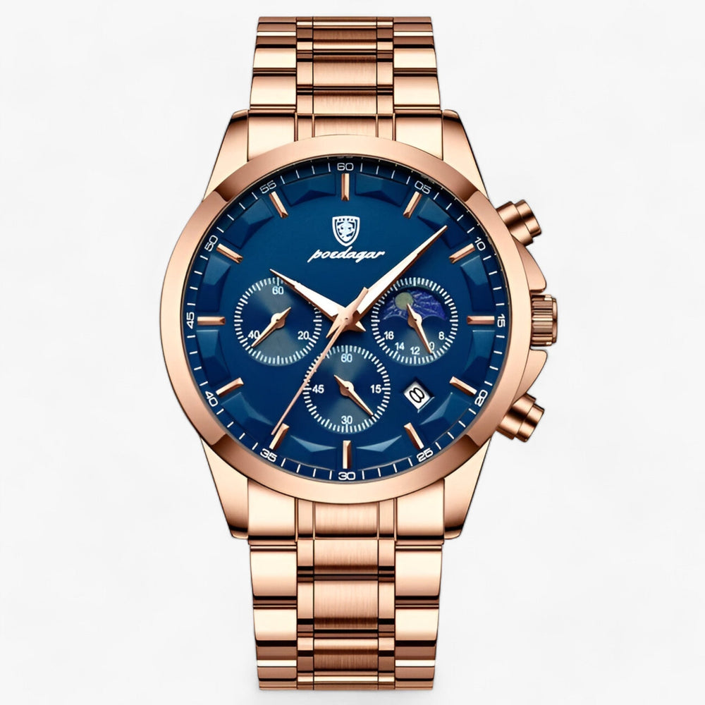 Stilvolle Cassian Herrenuhr aus Titanstahl mit edlem Lederarmband, ideal für Business.