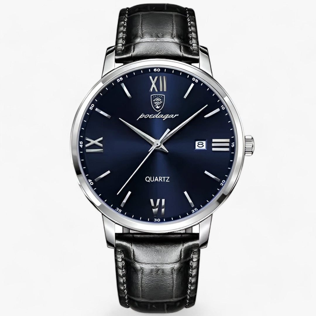 Klassische Herren-Quarzuhr 'Adrien' mit feinem Lederarmband und elegantem Zifferblatt, ein stilvolles Accessoire.