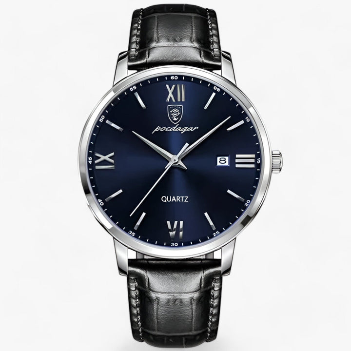 Klassische Herren-Quarzuhr 'Adrien' mit feinem Lederarmband und elegantem Zifferblatt, ein stilvolles Accessoire.