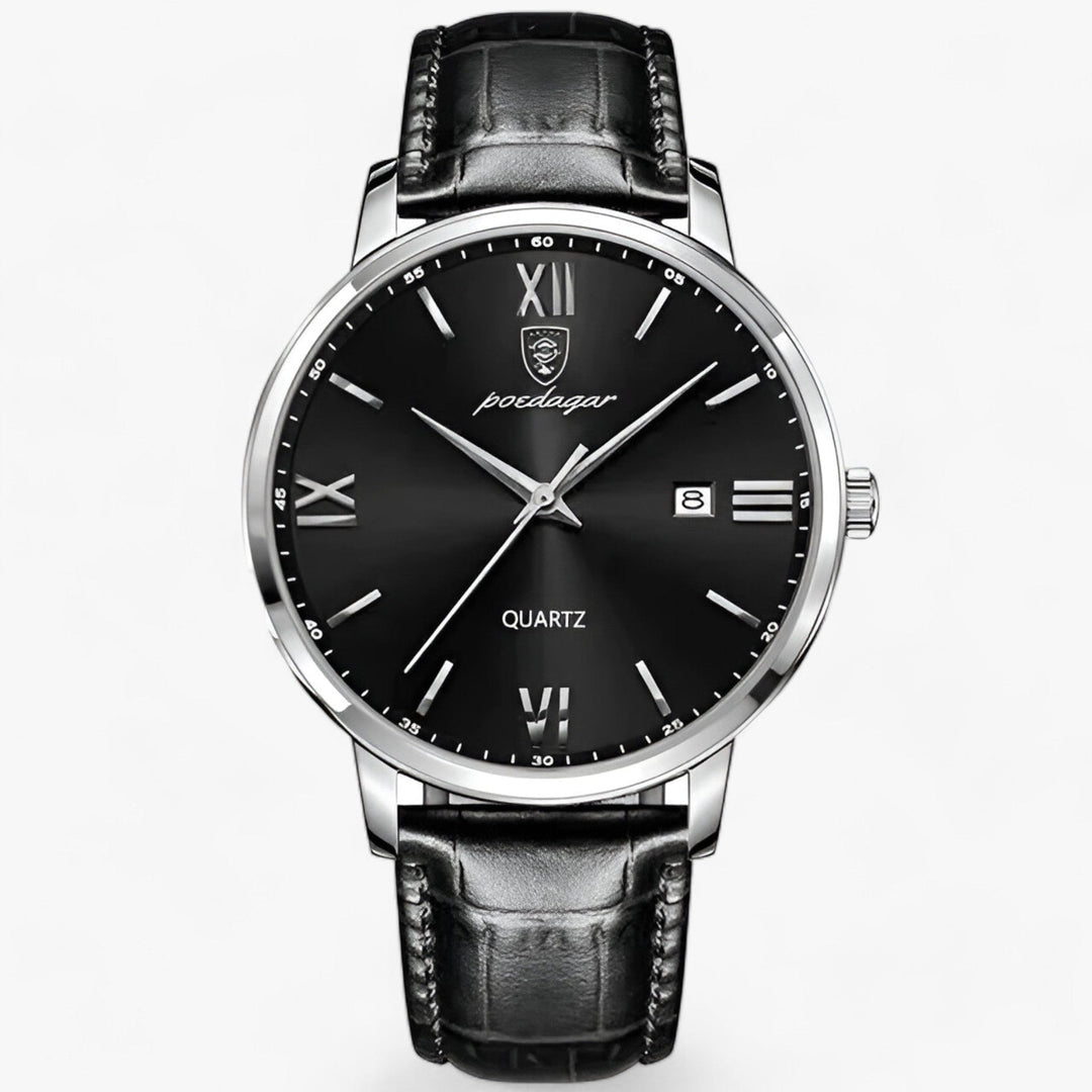 Männer Luxus-Armbanduhr 'Adrien' mit geschmeidigem Lederband, perfekt für Business und formelle Anlässe.