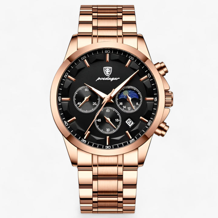 Wasserdichte Cassian Quarzuhr für Herren, mit klassischem Zifferblatt und Lederarmband.
