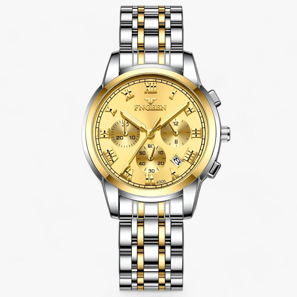 Elegante Titan Damenuhr Clémence in Silber-Gold für stilvolle Frauen. Luxuriöses Accessoire.