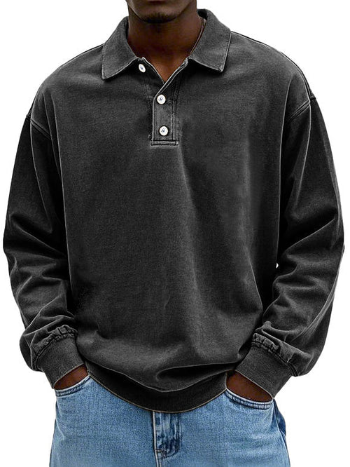 Lässiges Herren Polo-Sweatshirt mit Langarm. Ideal für den Herbst oder kühle Frühlingsabende.