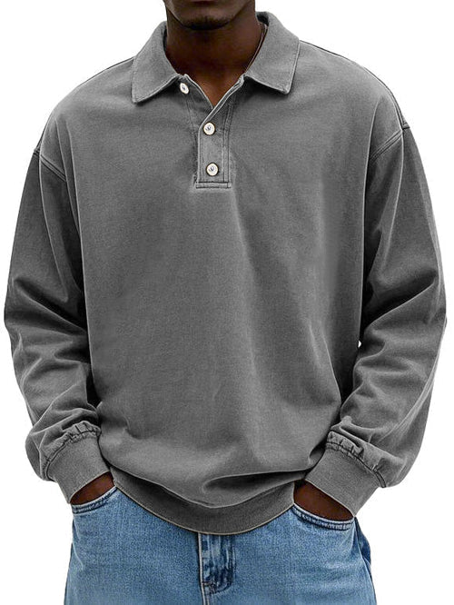 Stilvolles Herren Polo-Sweatshirt mit Langarm. Ideal für entspannte Freizeit-Looks.