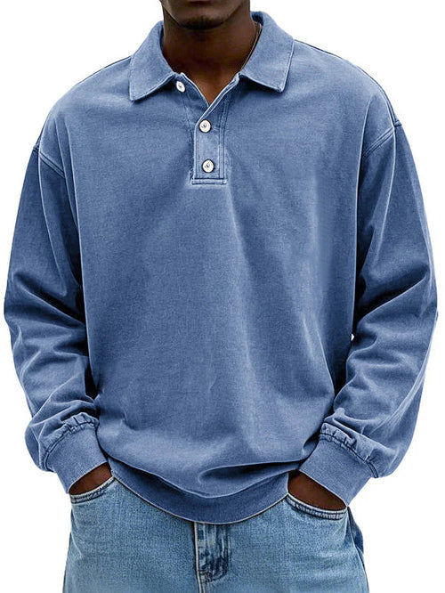 Herren Langarm Polo-Sweatshirt, lässig & bequem. Perfekt für Freizeit & Frühling/Herbst.