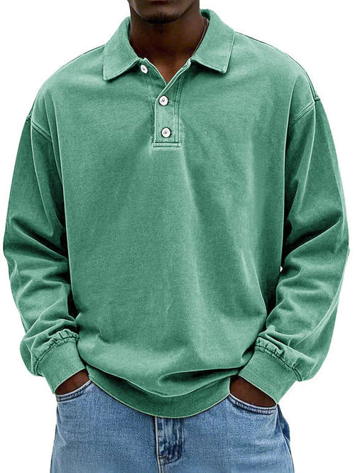 Bequemes Herren Polo-Sweatshirt für Herbst & Frühling. Lässiges Langarm Oberteil.