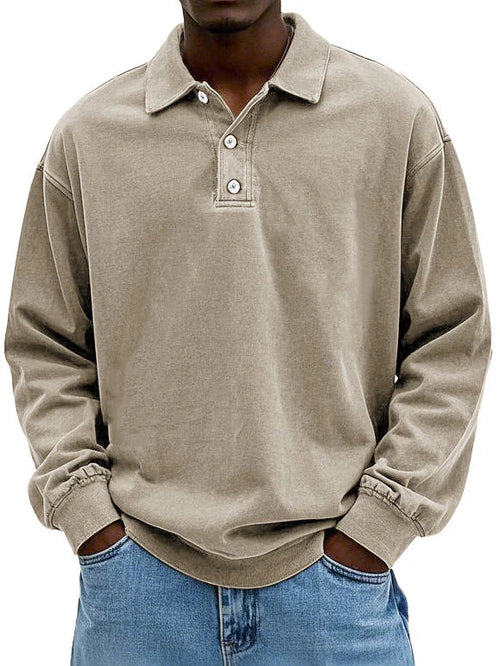 Männer Freizeit Polo-Sweatshirt Langarm, stilvoll & komfortabel. Must-have für entspannte Tage.