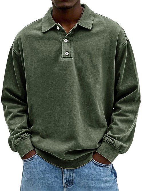 Herren Langarm Polo-Sweatshirt in klassischem Design. Bequemes Oberteil für die Freizeit.