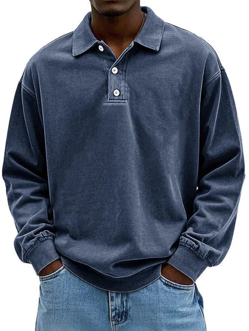 Stilvolles & bequemes Herren Polo-Sweatshirt, Langarm. Perfekte Freizeitmode für Männer.
