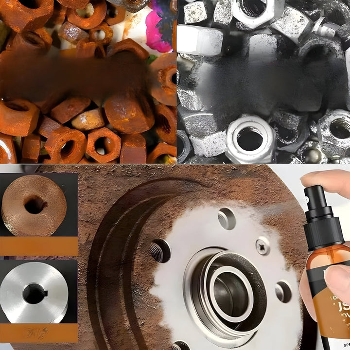 Rostentferner Spray mit Werkzeugen. Zuverlässiger Metallreiniger für effektiven Rostschutz und dauerhafte Metallpflege.