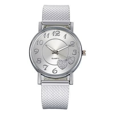 Elegante, klassische Damen-Armbanduhr mit silbernem Gehäuse und Lederarmband. Perfektes Mode-Accessoire.