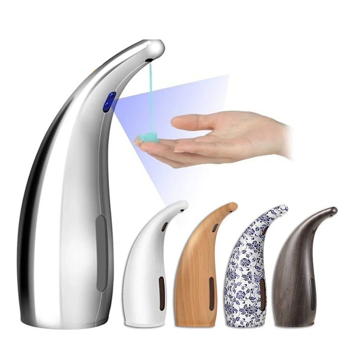 Automatischer Seifenspender mit Sensor für kontaktlose Hygiene in Badezimmer und Küche.