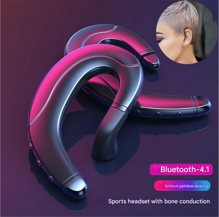 Elegantes schwarzes AeroVibe Knochenleitungs-Headset, kabelloser Bluetooth Kopfhörer für Freizeit.