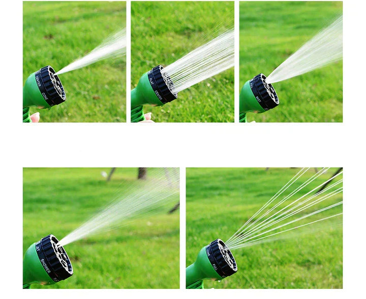 Multifunktions-Sprühdüse des ausziehbaren FlexaFlow Gartenschlauchs für vielseitige Anwendungen.