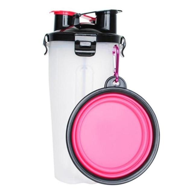 Trinkflasche & Futterbehälter PawBuddy™ für Haustiere, sichert Wasser & Futter auf Reisen & beim Wandern.