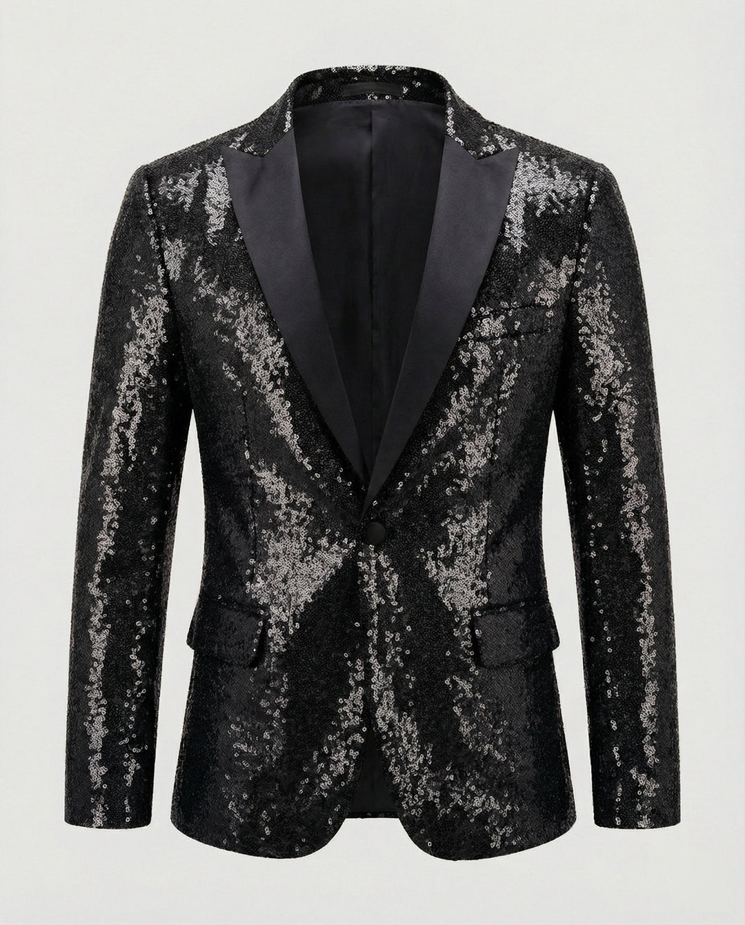 Luxuriöser goldener Herren Pailletten Blazer. Glänzender Party Blazer, perfekt als Abend Sakko für Events.