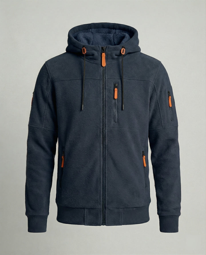 Vielseitige Herren Kapuzenjacke mit Reißverschluss. SlimFit Design, komfortabel und stilvoll für die Freizeit.