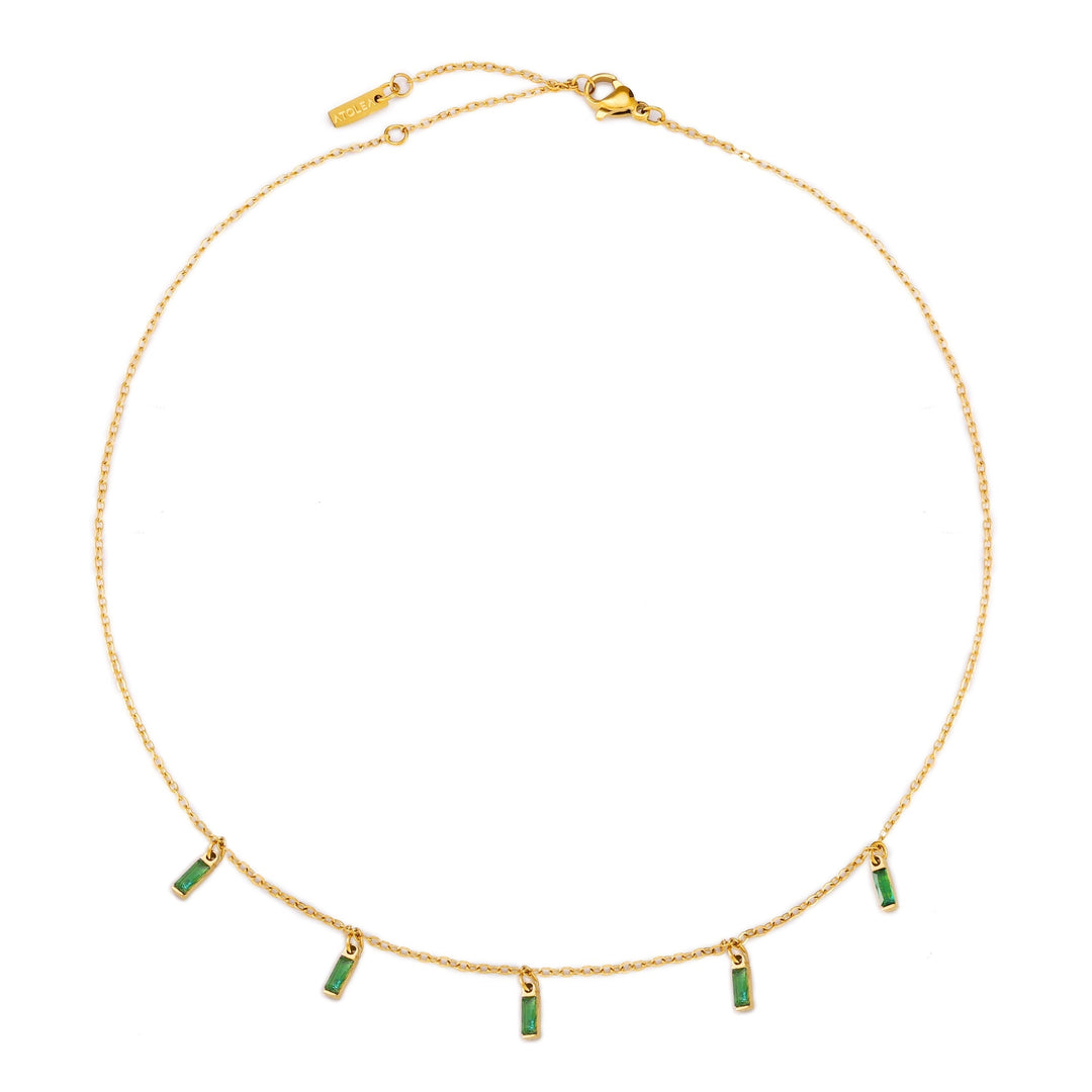 Damenschmuck: Gold-Choker Kette mit Smaragd. Grüner Eleganzschmuck, ein ideales Geschenk für Frauen.