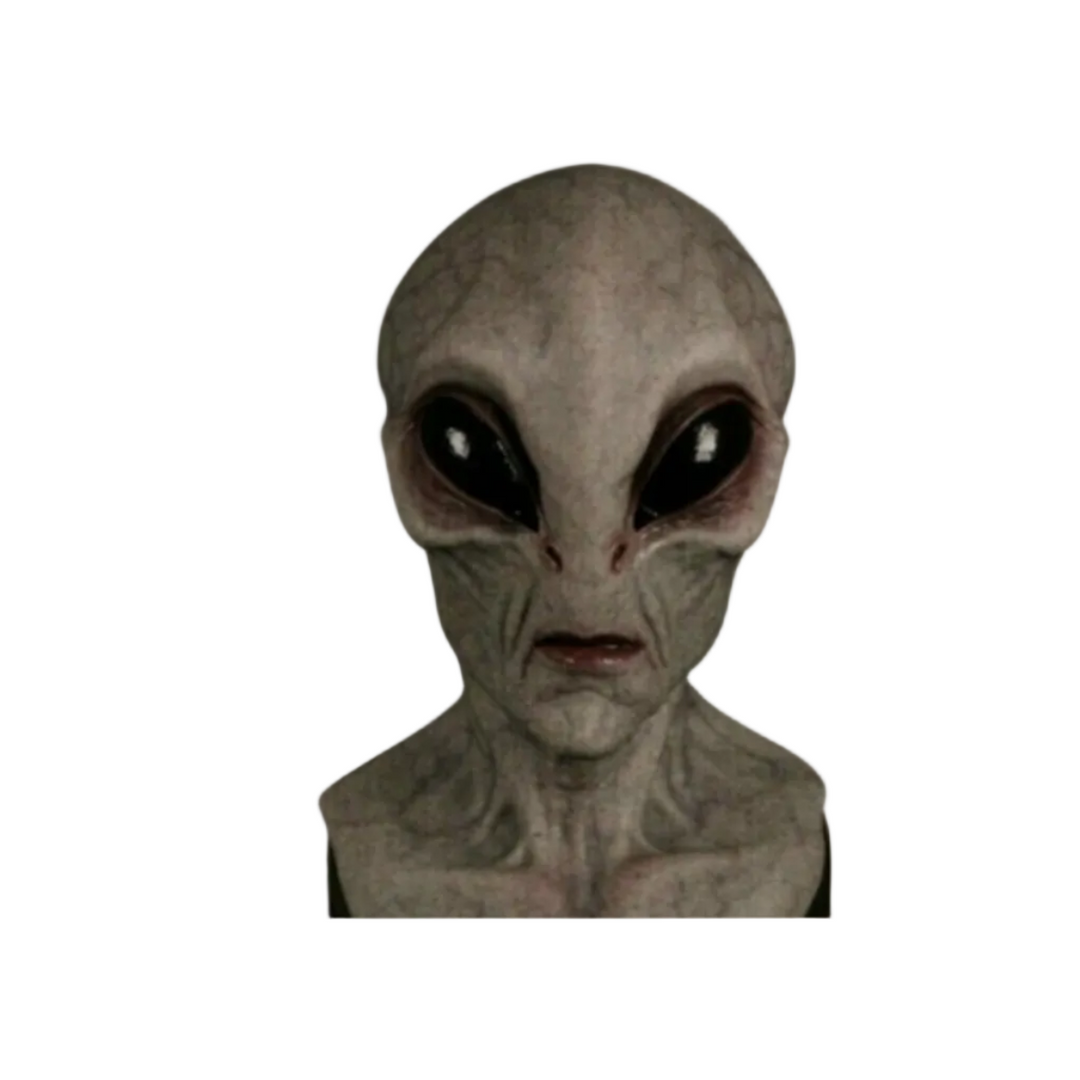Unisex Alien Latex Vollkopfmaske für Halloween & Cosplay; grüne Haut, große Augen, handbemalt für Erwachsene.